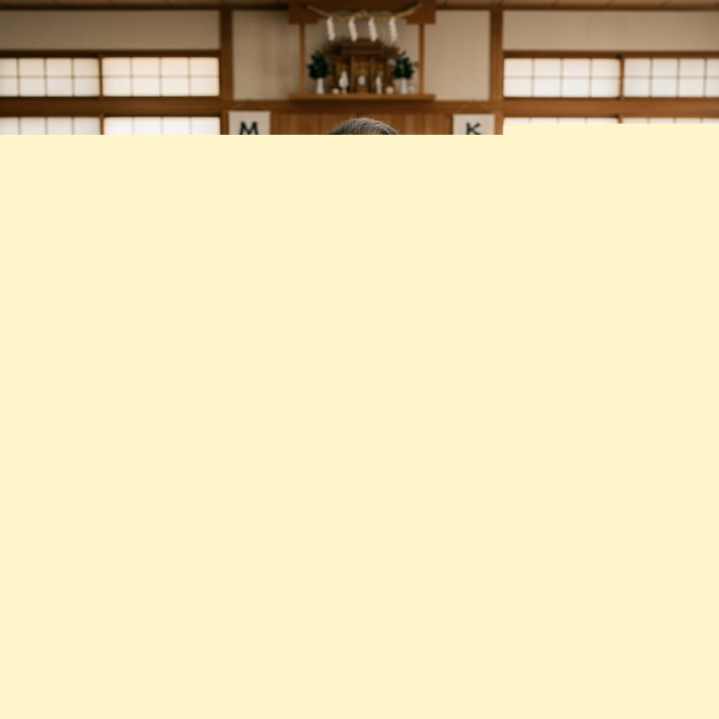 Mistrz karate (Sensei) w kimonie odbierający muzyczne podziękowanie od sekcji