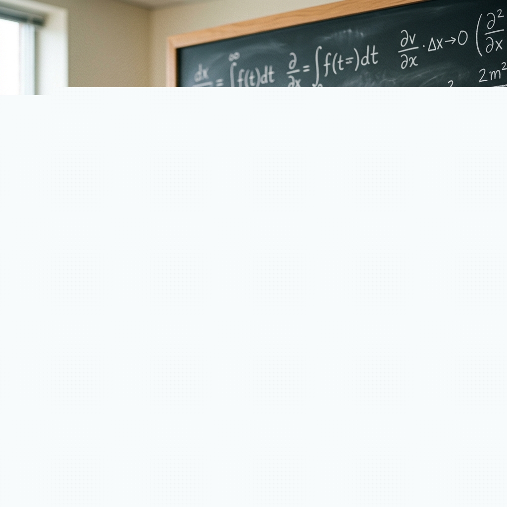 Nauczycielka matematyki uśmiechnięta przy tablicy z równaniami i prezentem od klasy